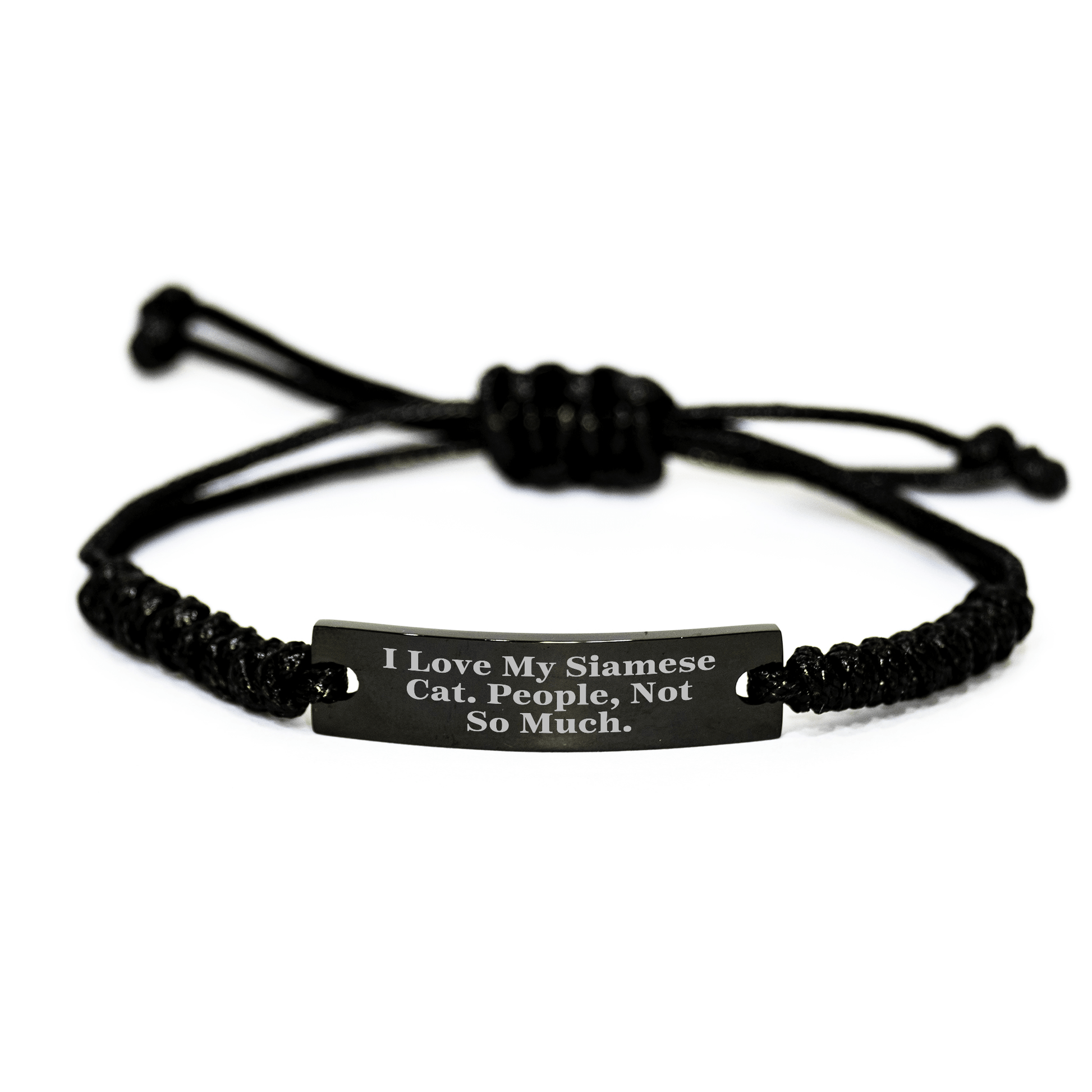 Funny Siamese Cat Gifts for Men - I Love My Siamese Cat. People, Not So Much. - Adjustable Rope Bracelet for Father's Day - Victory Thru Vision 