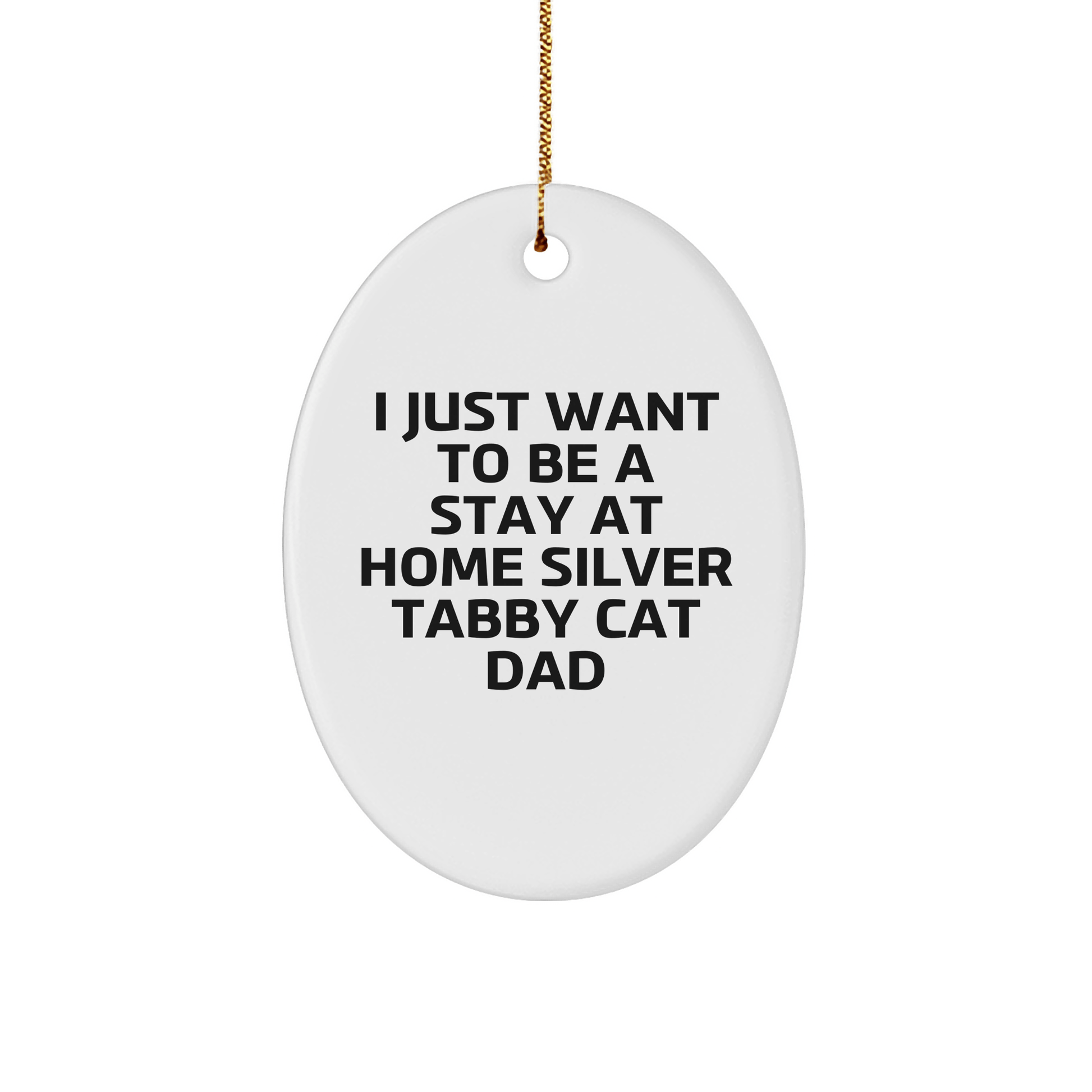 Funny Silver Tabby Cat Dad Gifts - I Just Want To Be A Stay At Home Silver Tabby Cat Dad Oval Ornament, Christmas Unique Gifts for Silver Tabby Cat Lovers, Gifts from Men to Women, Friends, Family - Victory Thru Vision