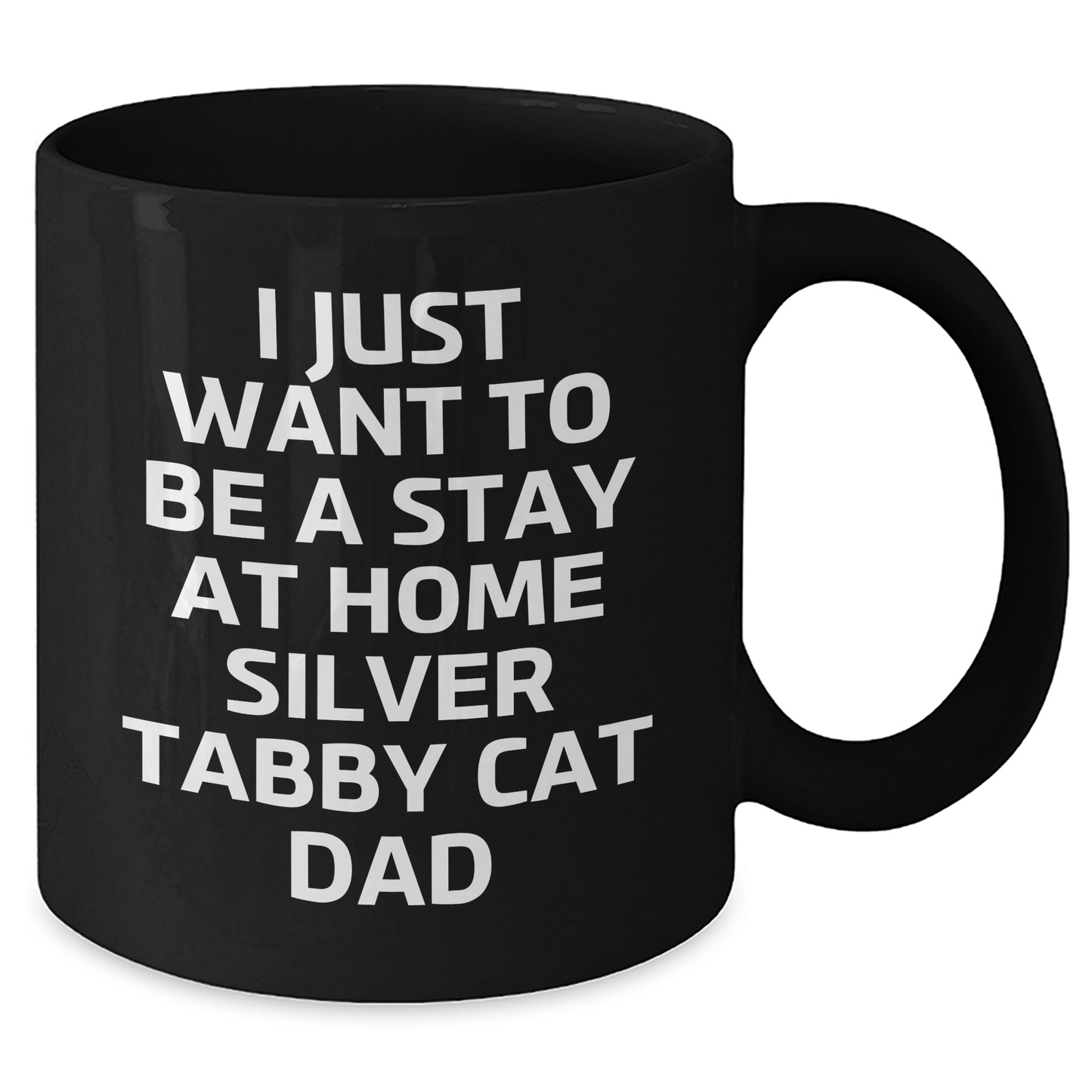 Funny Silver Tabby Cat Gifts, Black Coffee Mug for Dad, 'I Just Want To Be A Stay At Home Silver Tabby Cat Dad', Unique Father's Day Unique Gifts from Men to Family - Victory Thru Vision