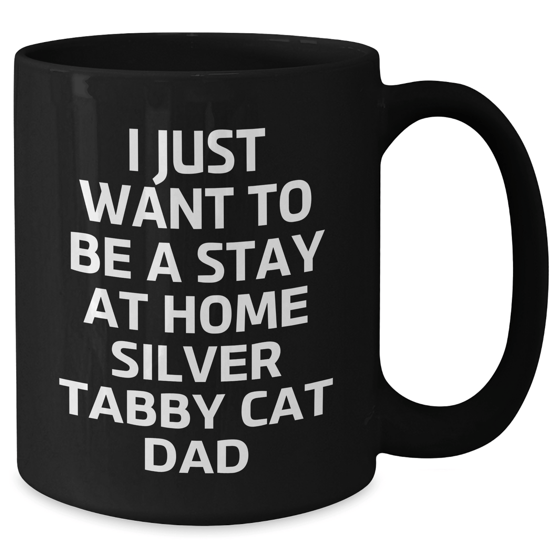 Funny Silver Tabby Cat Gifts, Black Coffee Mug for Dad, 'I Just Want To Be A Stay At Home Silver Tabby Cat Dad', Unique Father's Day Unique Gifts from Men to Family - Victory Thru Vision