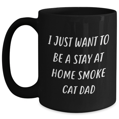 Funny Smoke Cat Gifts for Men from Father's Day Unique Smoke Cat Dad - Black Coffee Mug - Victory Thru Vision