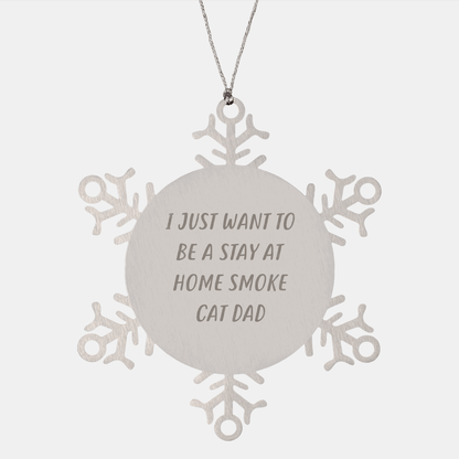 Funny Smoke Cat Gifts from Dad to Smoke Cat Enthusiasts, Snowflake Ornament for Christmas Unique Gifts - Victory Thru Vision 