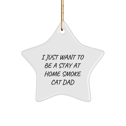 Funny Smoke Cat Gifts from Dad to Stay at Home Smoke Cat Dad, Star Ornament for Men, I Just Want To Be a Stay at Home Smoke Cat Dad, Christmas Unique Gifts - Victory Thru Vision