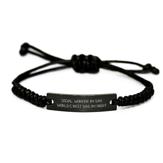 Funny Social Worker Gifts from Dad by Night - Adjustable Rope Bracelet for Mom's Day - Victory Thru Vision 