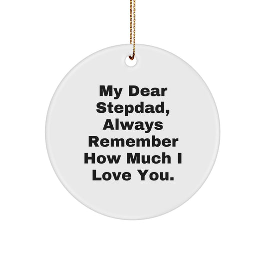Funny Stepdad Gifts - Circle Ornament with 'My Dear Stepdad, Always Remember How Much I Love You.' Quote, Gifts from Family, for Stepparents, Christmas Unique Presents - Victory Thru Vision