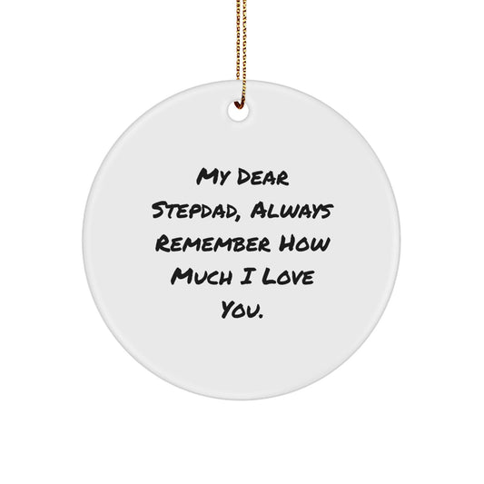 Funny Stepdad Gifts from Family, Heartfelt 'My Dear Stepdad...' Circle Ornament for Christmas - Victory Thru Vision