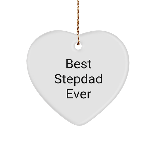 Funny Stepdad Gifts from Friends - 'Best Stepdad Ever' Heart Ornament for Christmas - Victory Thru Vision