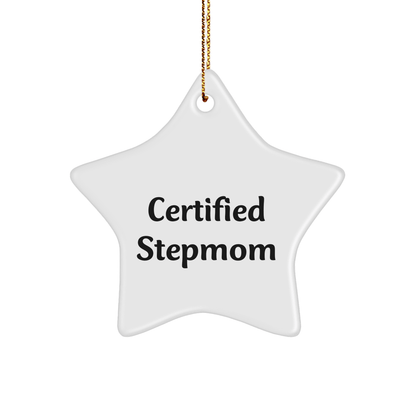 Funny Stepmom Gifts: Certified Stepmom Star Ornament for Christmas, Gifts from Family to Stepmom - Victory Thru Vision 