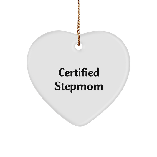 Funny Stepmom Gifts for Christmas - 'Certified Stepmom' Heart Ornament for Women - Gifts from Family - Victory Thru Vision 