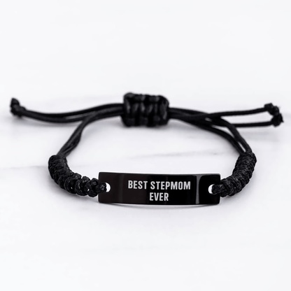 Funny Stepmom Gifts from Men - Best Stepmom Ever Rope Bracelet for Graduation Unique Gifts for Her - Victory Thru Vision