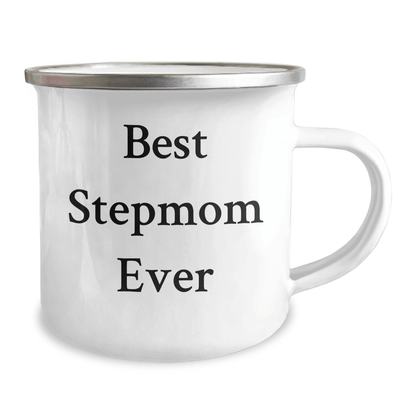 Funny Stepmom Gifts from Men for Best Stepmom Ever, Camping Mug for Graduation, Funny Quote 'Stepmoms are the Best' - 12 oz Stainless Steel with Enamel Finish - Victory Thru Vision