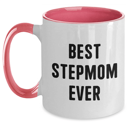 Funny Stepmom Gifts from Men to Best Stepmom Ever Two Tone Coffee Mug for Graduation - Victory Thru Vision