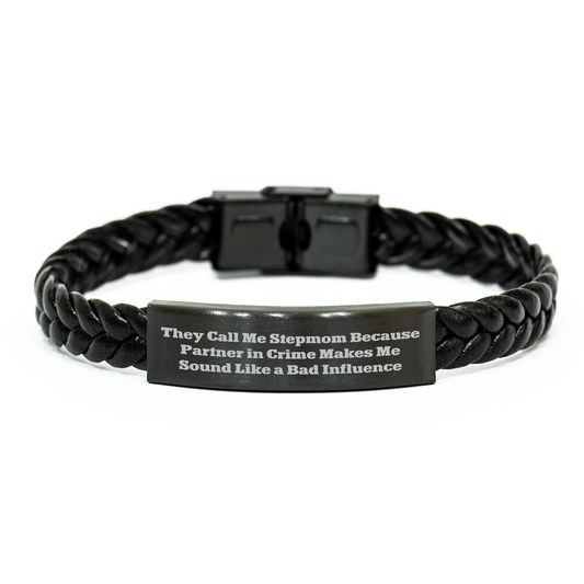 Funny Stepmom Gifts: Interlaced Leather Bracelet for Her, Gifts from Mom to Stepmom, Unique Graduation Gifts for Stepmom to Treasure - - Victory Thru Vision 