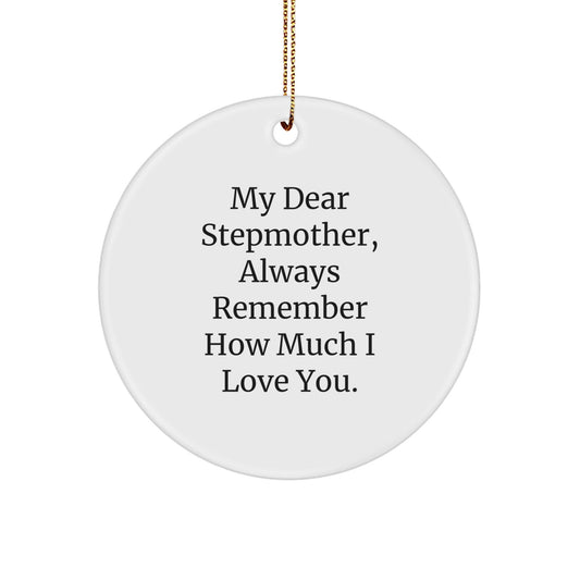 Funny Stepmother Gifts, 'My Dear Stepmother, Always Remember How Much I Love You.' Circle Ornament for Christmas, Gifts from Family - Victory Thru Vision