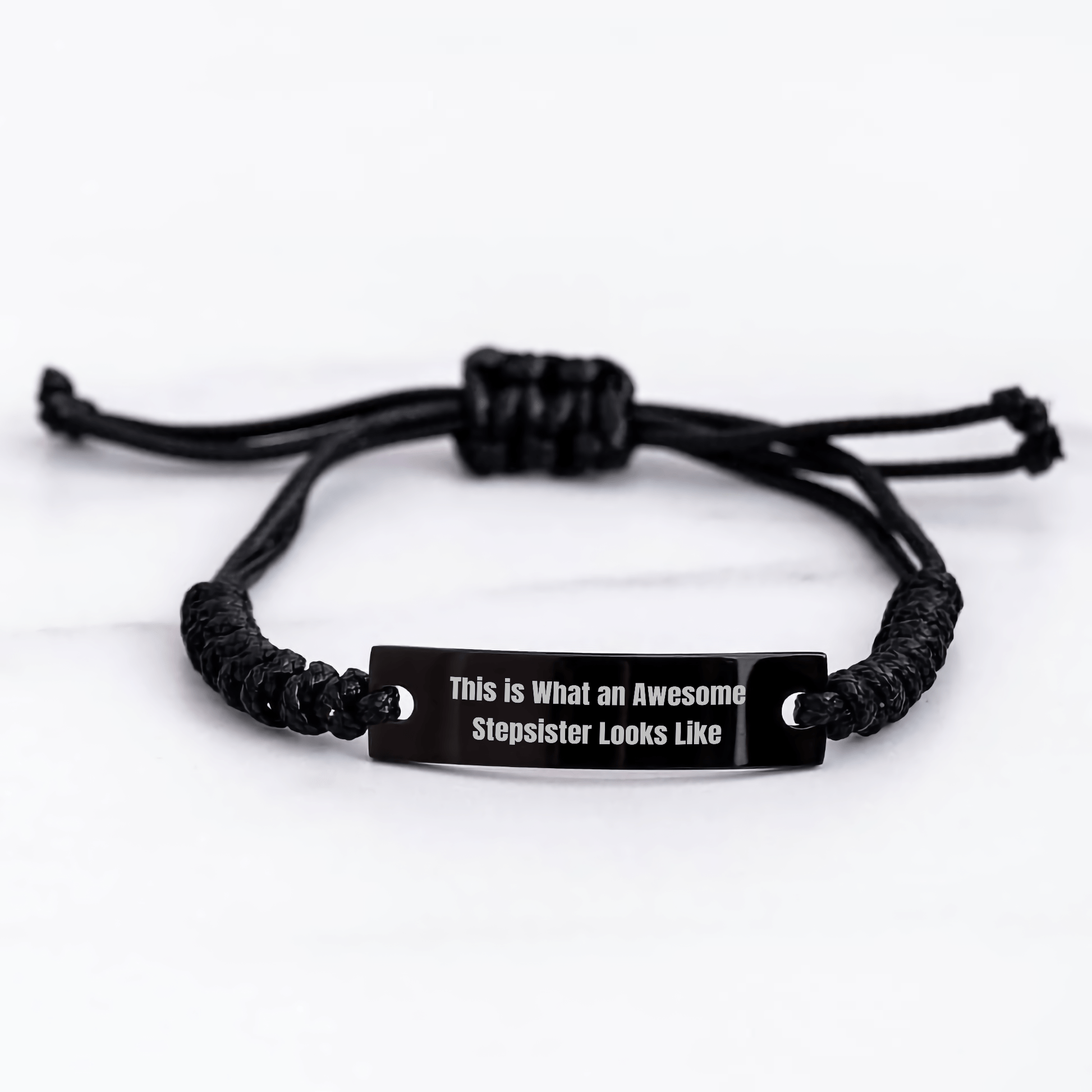 Funny Stepsister Gifts from Friends, 'This Is What An Awesome Stepsister Looks Like' Quote, Adjustable Rope Bracelet for Stepsisters Graduation - Victory Thru Vision