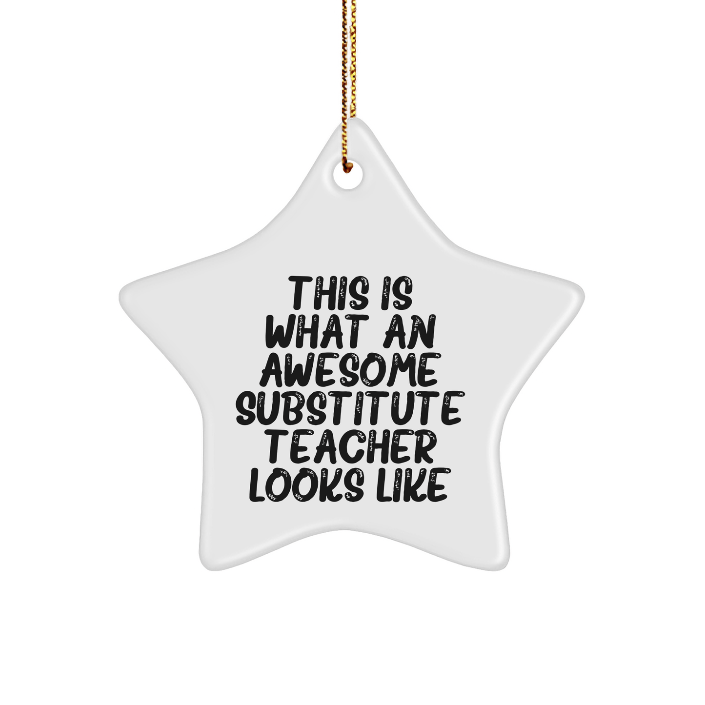 Funny Substitute Teacher Gifts for Christmas - 'This Is What An Awesome Substitute Teacher Looks Like' Star Ornament, Gifts from Friends for Substitute Teachers - Victory Thru Vision