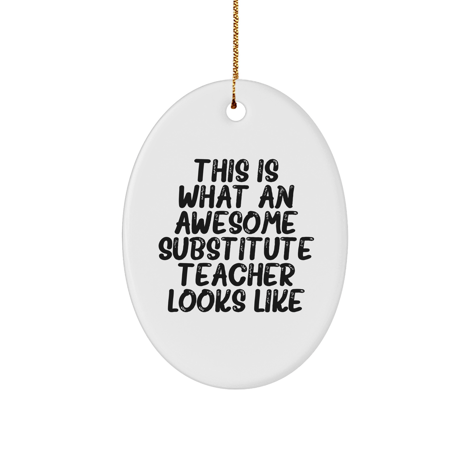 Funny Substitute Teacher Gifts from Friends for Christmas - Oval Ornament with Quote 'This Is What An Awesome Substitute Teacher Looks Like' - Unique Present for Men - Victory Thru Vision