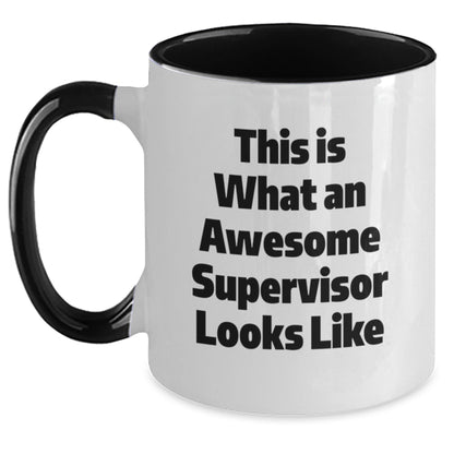 Funny Supervisor Gifts for Men - This Is What An Awesome Supervisor Looks Like, Two Tone Coffee Mug - Gifts from Men, for Supervisor - Victory Thru Vision
