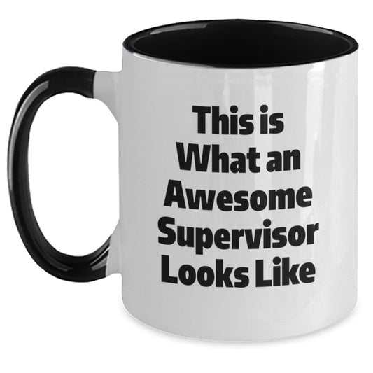 Funny Supervisor Gifts for Men - This Is What An Awesome Supervisor Looks Like, Two Tone Coffee Mug - Gifts from Men, for Supervisor - Victory Thru Vision
