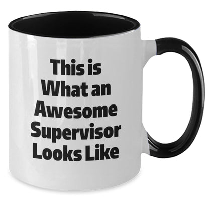 Funny Supervisor Gifts for Men - This Is What An Awesome Supervisor Looks Like, Two Tone Coffee Mug - Gifts from Men, for Supervisor - Victory Thru Vision