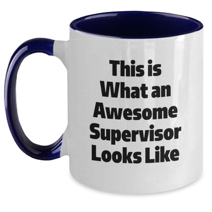 Funny Supervisor Gifts for Men - This Is What An Awesome Supervisor Looks Like, Two Tone Coffee Mug - Gifts from Men, for Supervisor - Victory Thru Vision
