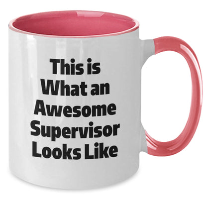 Funny Supervisor Gifts for Men - This Is What An Awesome Supervisor Looks Like, Two Tone Coffee Mug - Gifts from Men, for Supervisor - Victory Thru Vision
