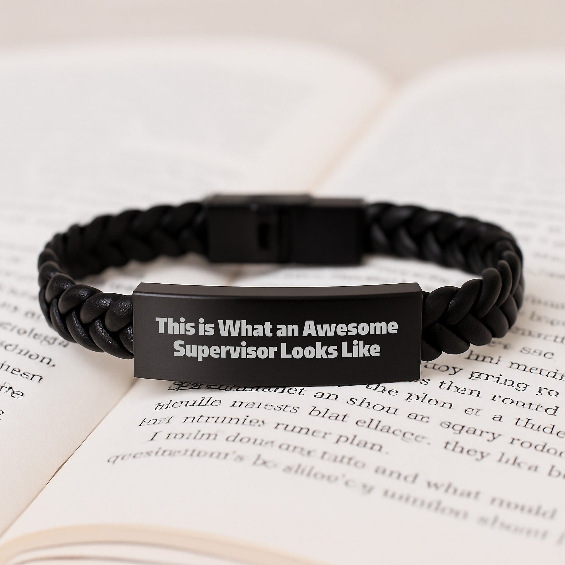 Funny Supervisor Gifts from Friends for Graduation Unique Interlaced Leather Bracelet, 'This Is What An Awesome Supervisor Looks Like' Quote with Stainless Steel and PU Leather, Gifts for Supervisor - Victory Thru Vision