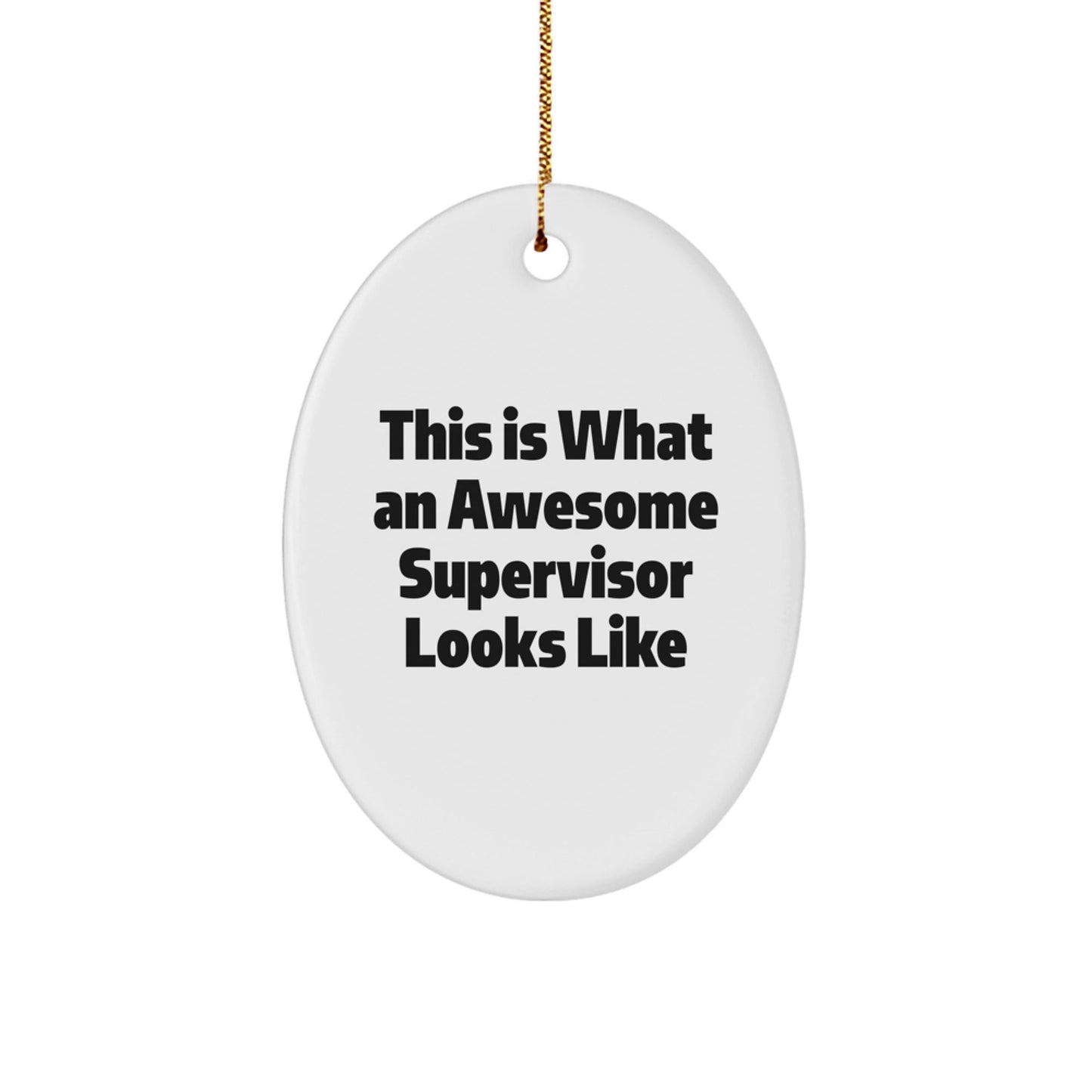 Funny Supervisor Gifts, Oval Ornament with Inspirational Quote, Gifts from Men to Supervisor for Christmas, Unique Oval Ornament for Home Office - Victory Thru Vision