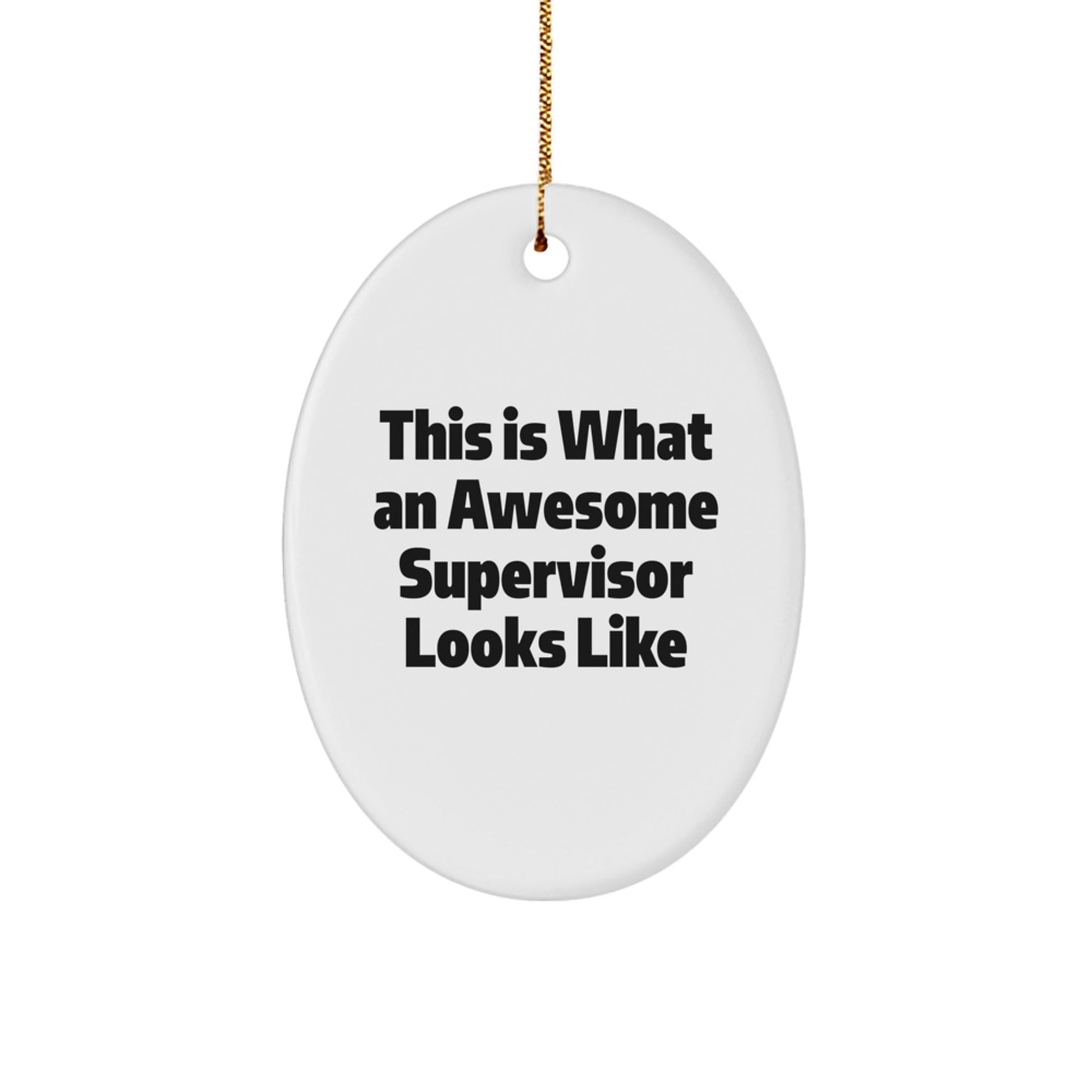 Funny Supervisor Gifts, Oval Ornament with Inspirational Quote, Gifts from Men to Supervisor for Christmas, Unique Oval Ornament for Home Office - Victory Thru Vision