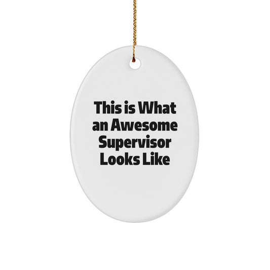 Funny Supervisor Gifts, Oval Ornament with Inspirational Quote, Gifts from Men to Supervisor for Christmas, Unique Oval Ornament for Home Office - Victory Thru Vision