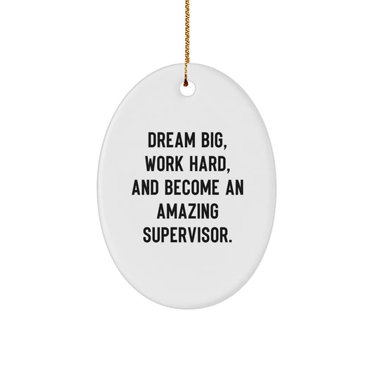 Funny Supervisor Oval Ornament Gifts from Men to Supervisor at Christmas - Dream Big, Work Hard, And Become An Amazing Supervisor. - Victory Thru Vision