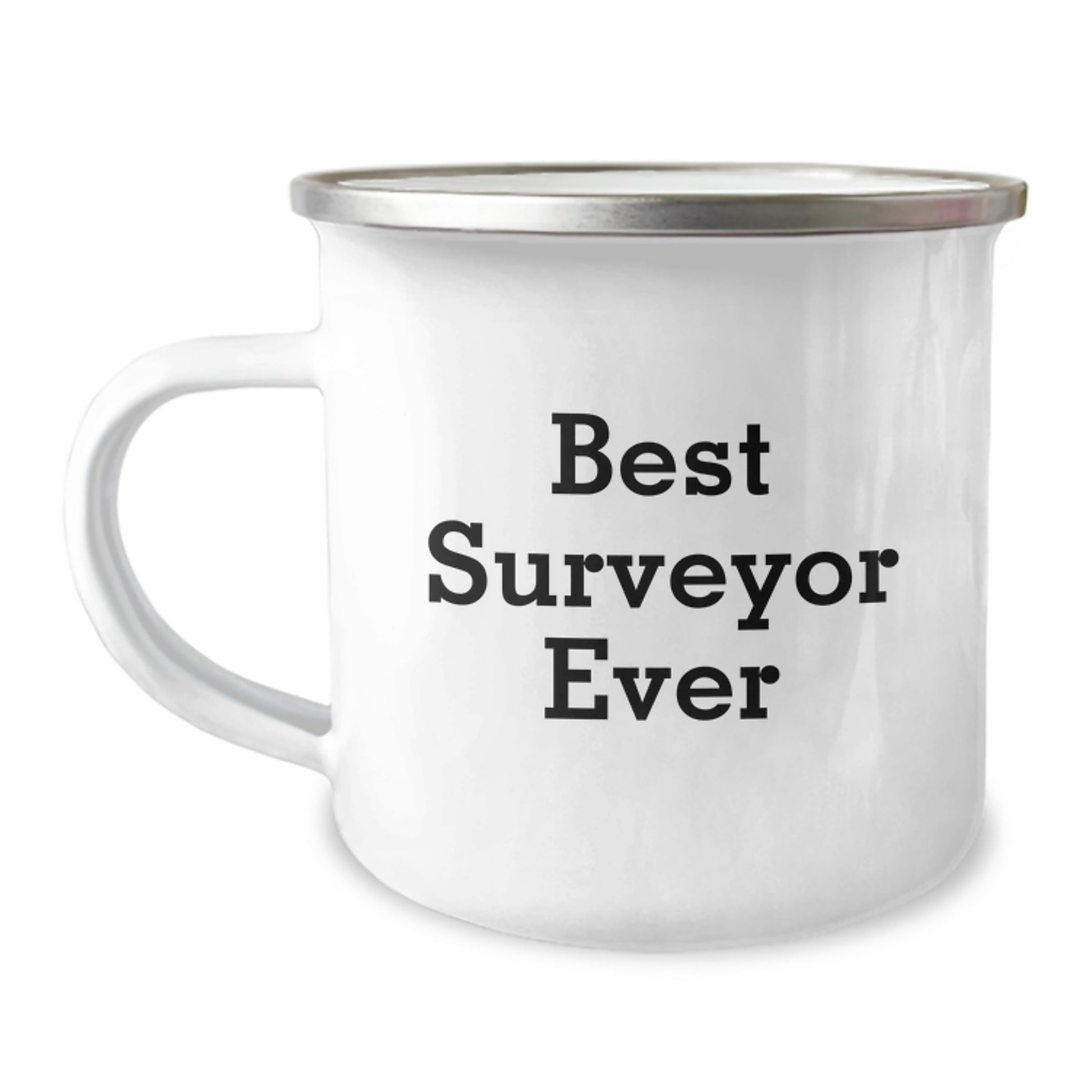 Funny Surveyor Gifts from Friends - Best Surveyor Ever Inscription on 12 oz Stainless Steel Camping Mug for Surveyor Graduation Unique Gifts - Victory Thru Vision