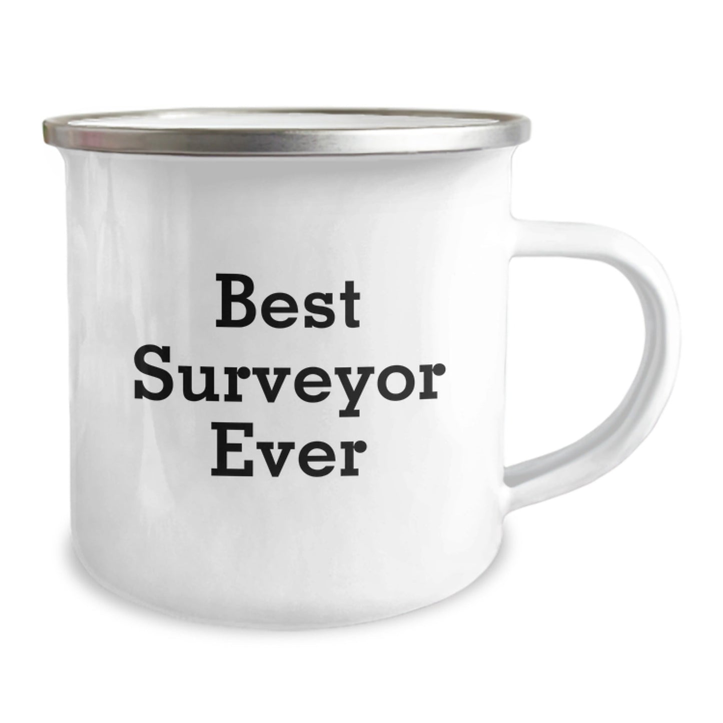 Funny Surveyor Gifts from Friends - Best Surveyor Ever Inscription on 12 oz Stainless Steel Camping Mug for Surveyor Graduation Unique Gifts - Victory Thru Vision