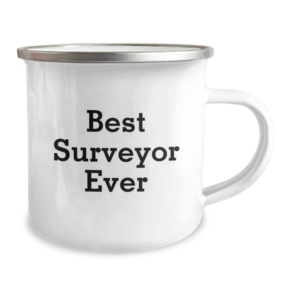 Funny Surveyor Gifts from Friends - Best Surveyor Ever Inscription on 12 oz Stainless Steel Camping Mug for Surveyor Graduation Unique Gifts - Victory Thru Vision