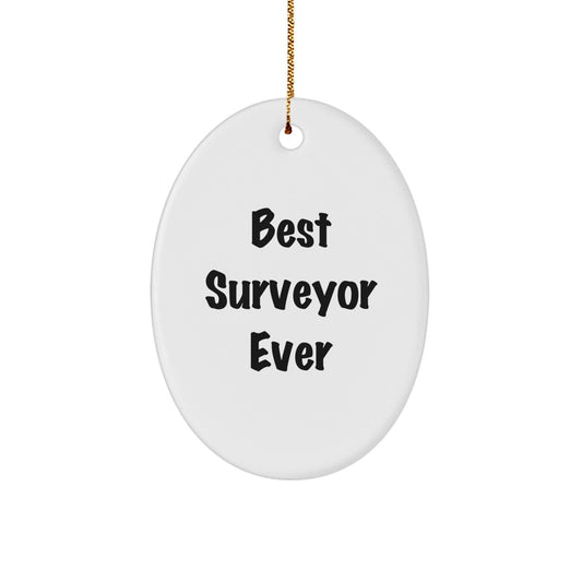 Funny Surveyor Gifts from Friends for Best Surveyor Ever Oval Ornament, Christmas Unique Gifts - Victory Thru Vision