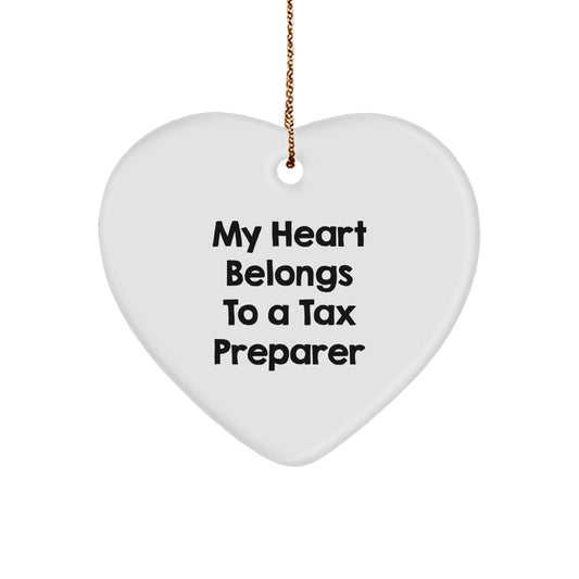 Funny Tax Preparer Gifts from Friends for My Heart Belongs To A Tax Preparer Heart Ornament - Christmas Unique Present - Victory Thru Vision