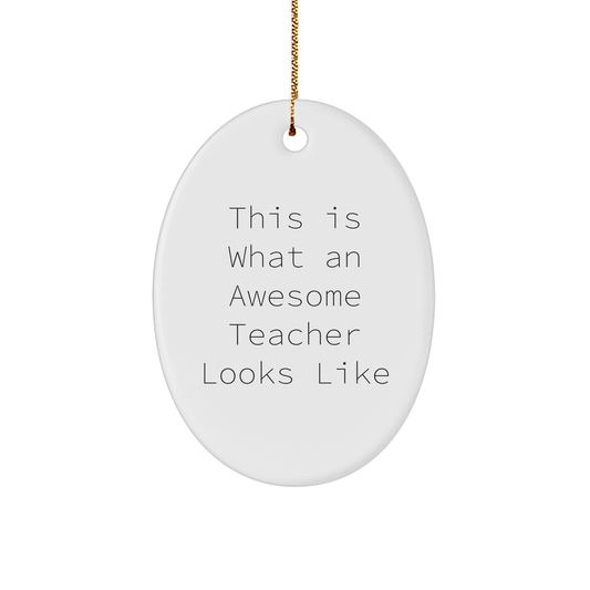 Funny Teacher Gifts from Family for Awesome Teachers This Is What An Awesome Teacher Looks Like Oval Ornament - Victory Thru Vision 