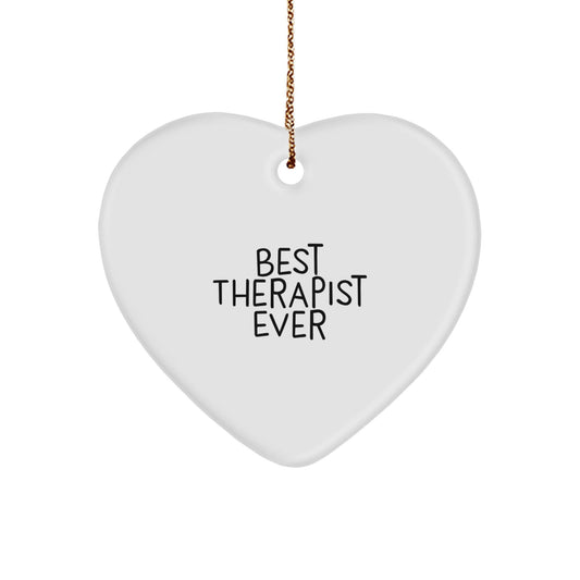 Funny Therapist Gifts from Best Therapist Ever for Christmas - Heart Ornament with 'Best Therapist Ever' Quote, Gifts for Therapist, Men, Women, Family, Friends, Coworkers - Victory Thru Vision