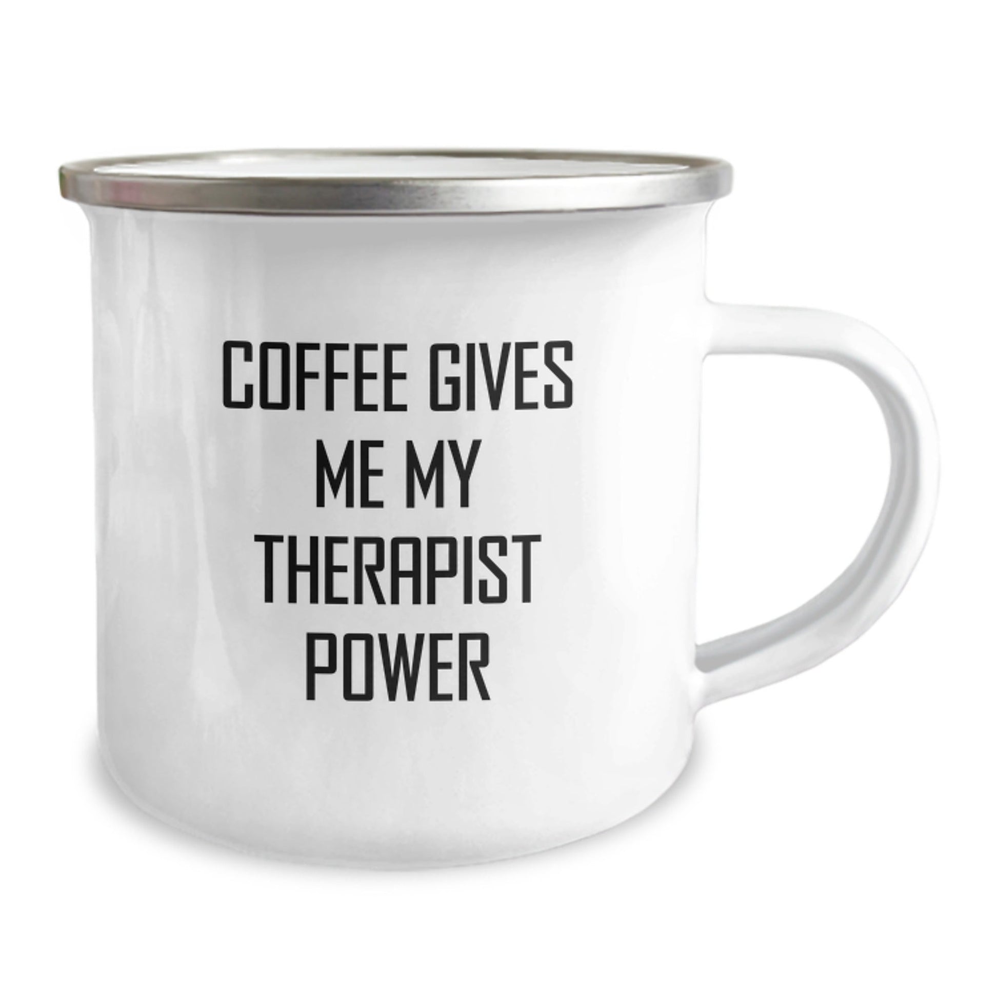 Funny Therapist Gifts from Friends - Coffee Gives Me My Therapist Power Camping Mug Gifts for Therapist's Birthday - Victory Thru Vision