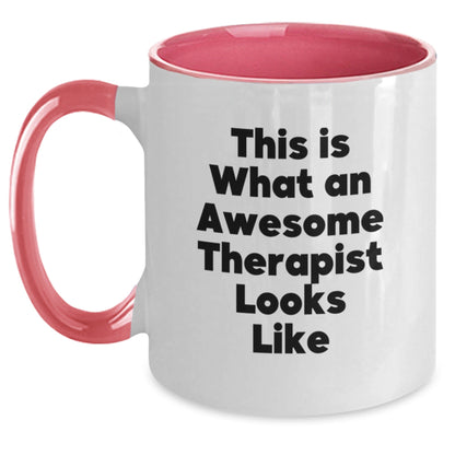 Funny Therapist Gifts from Men for Awesome Therapist - This Is What An Awesome Therapist Looks Like Two Tone Coffee Mug, Graduation Unique Gifts for Women - Victory Thru Vision