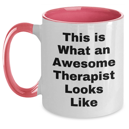 Funny Therapist Gifts from Men, Gifts for Therapist, Two Tone Coffee Mug, This Is What An Awesome Therapist Looks Like, Father's Day Unique Presents - Victory Thru Vision 