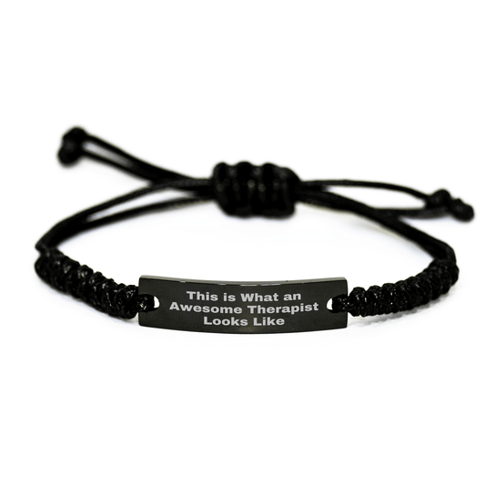 Funny Therapist Gifts, Rope Braces for Men, This Is What An Awesome Therapist Looks Like, Adjustable Black Stainless Steel with Interlaced Rope, Gifts from Family for Father's Day - Victory Thru Vision 