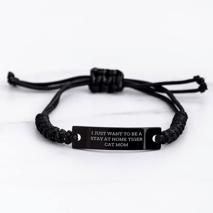 Funny Tiger Cat Gifts, Rope Interlaced Black Stainless Steel, Gifts from Men to Tiger Cat Dad, Father's Day Unique Tiger Cat Mom - Victory Thru Vision