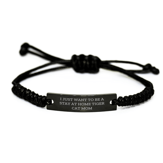 Funny Tiger Cat Gifts, Rope Interlaced Black Stainless Steel, Gifts from Men to Tiger Cat Dad, Father's Day Unique Tiger Cat Mom - Victory Thru Vision 
