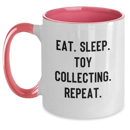 Funny Toy Collecting Gifts from Friends to Toy Collecting Enthusiasts - Eat. Sleep. Toy Collecting. Repeat. Two Tone Coffee Mug for Graduation - Victory Thru Vision