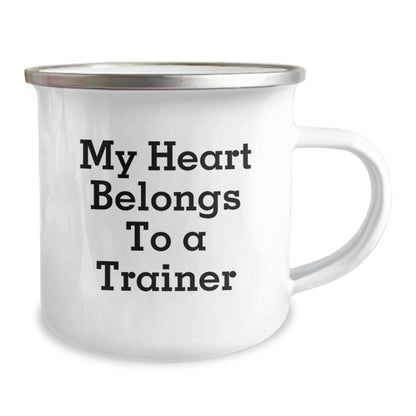 Funny Trainer Camping Mug for Graduation Gifts from Friends, Unique Inspirational Quote, Stainless Steel with Enamel Finish, 12 oz Capacity, Ideal Gifts for Trainers, Women, and Men - Victory Thru Vision
