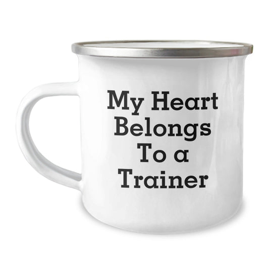 Funny Trainer Camping Mug for Graduation Gifts from Friends, Unique Inspirational Quote, Stainless Steel with Enamel Finish, 12 oz Capacity, Ideal Gifts for Trainers, Women, and Men - Victory Thru Vision