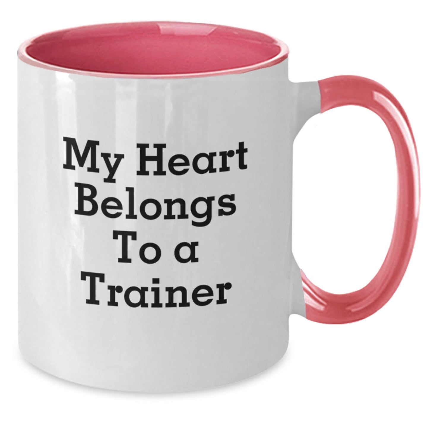 Funny Trainer Gifts for Men, Women, and Friends - My Heart Belongs To A Trainer Two Tone Coffee Mug, Perfect for Graduation Unique Gifts from Family, Coworkers - Victory Thru Vision