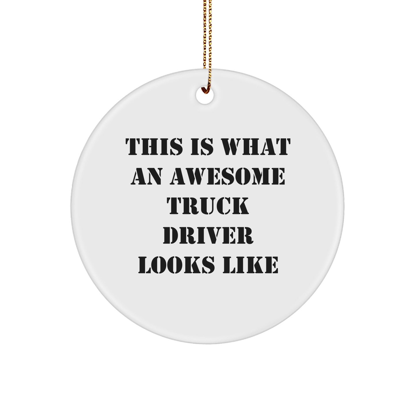 Funny Truck Driver Gifts for Christmas - Circle Ornament with 'This Is What An Awesome' Quote, Gifts from Men to Friends, Family, Coworkers - Victory Thru Vision 