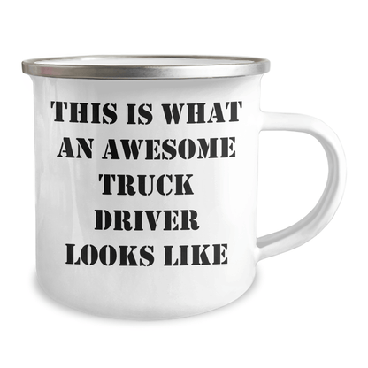 Funny Truck Driver Gifts for Him - This Is What An Awesome Truck Driver Looks Like Camping Mug for Father's Day - Victory Thru Vision 